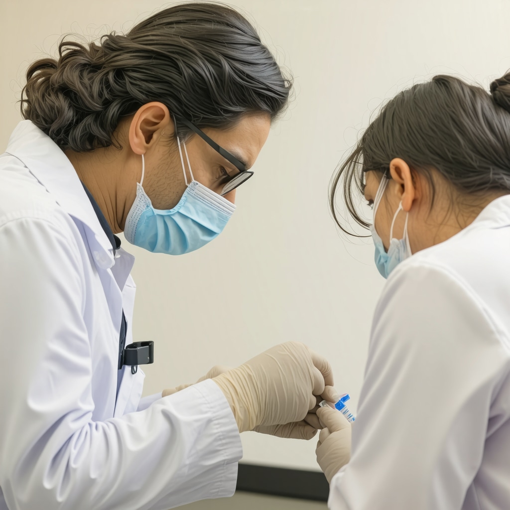 Doctor giving Tirzepatide injection during medical consultation