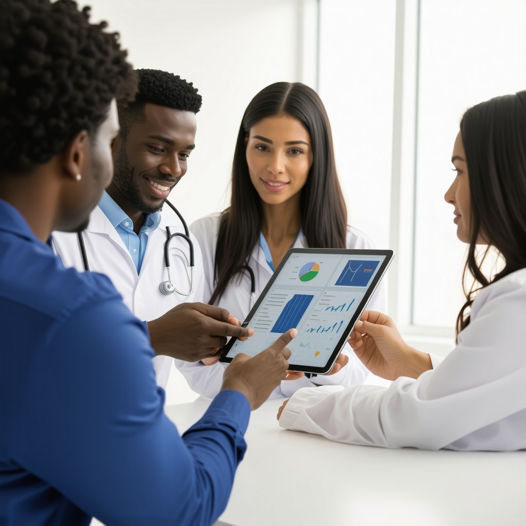 Medical team discussing Tirzepatide patient data for personalized treatment in New Jersey clinic