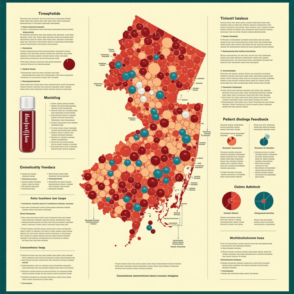 Infographic showing personalized Tirzepatide dosing, metabolic biomarker monitoring, and integrated multidisciplinary weight loss care in New Jersey