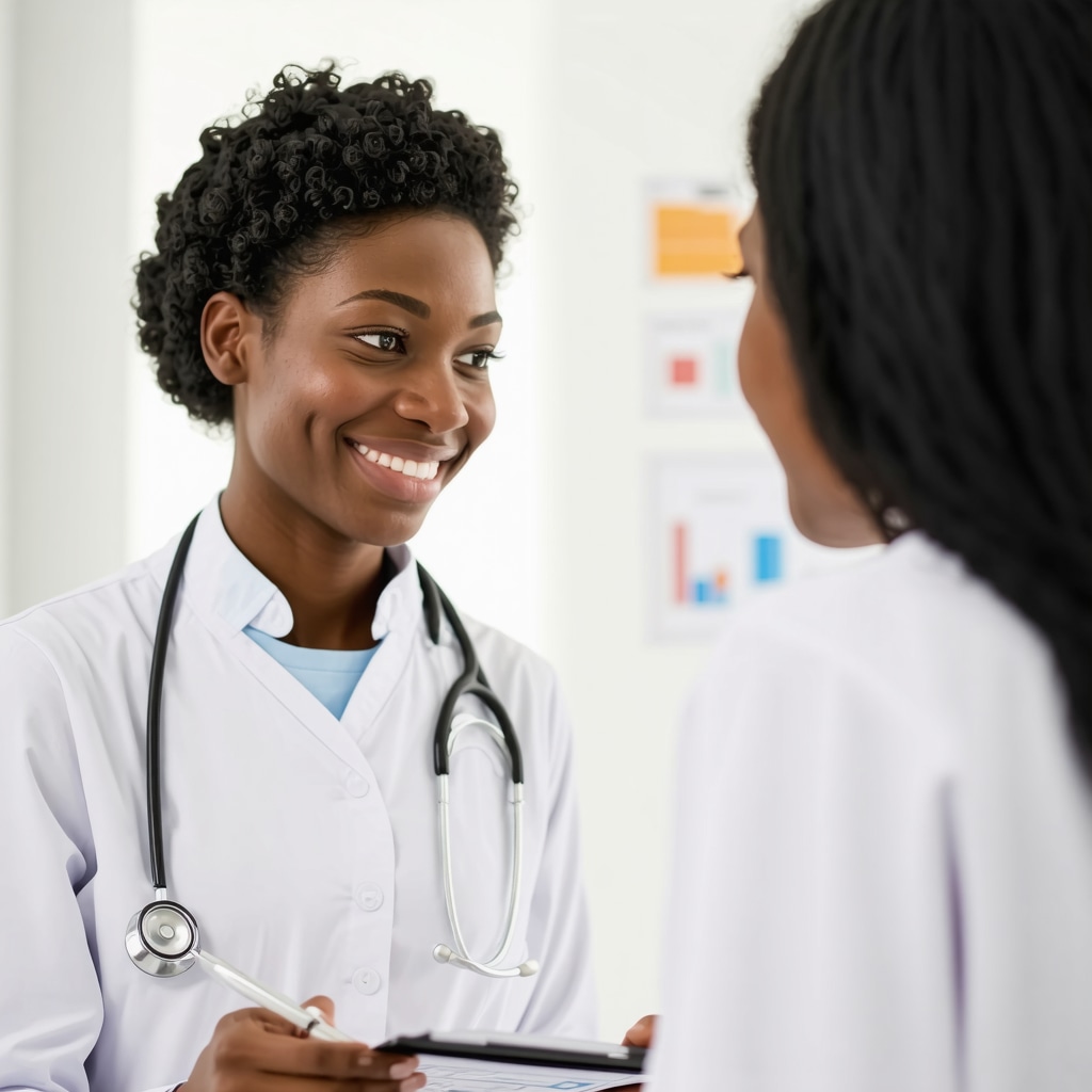 Patient reviewing health progress charts with doctor in NJ clinic.