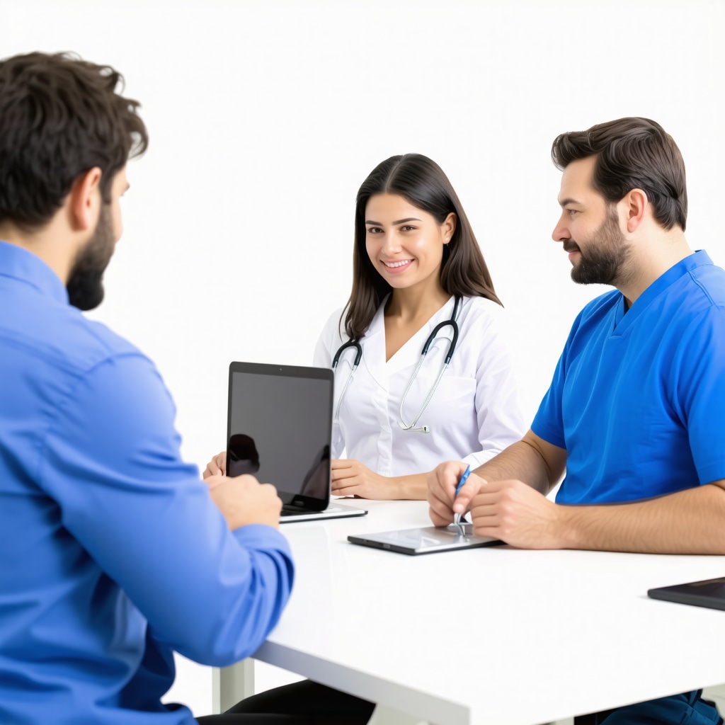 NJ healthcare professionals collaborating on tirzepatide treatment plan with digital health monitors