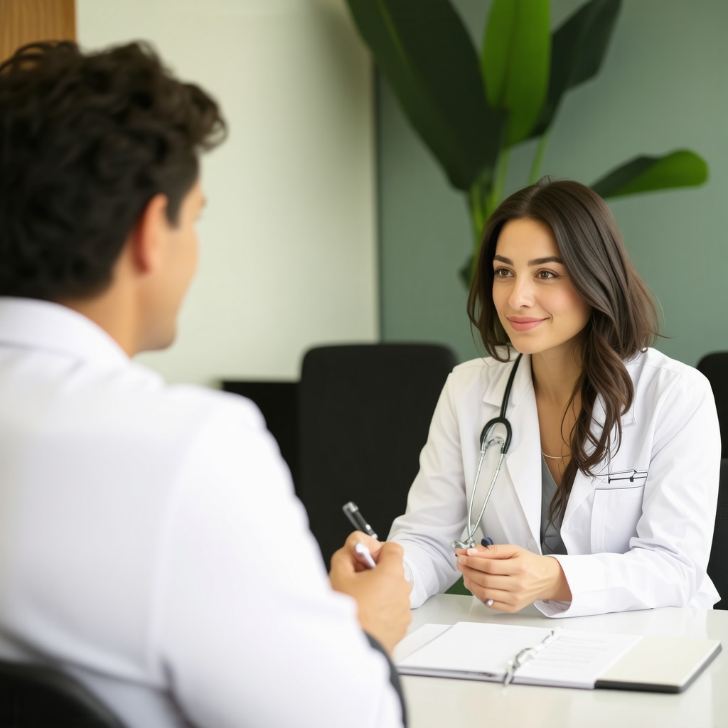 Healthcare professional explaining Tirzepatide therapy to a patient in a NJ clinic