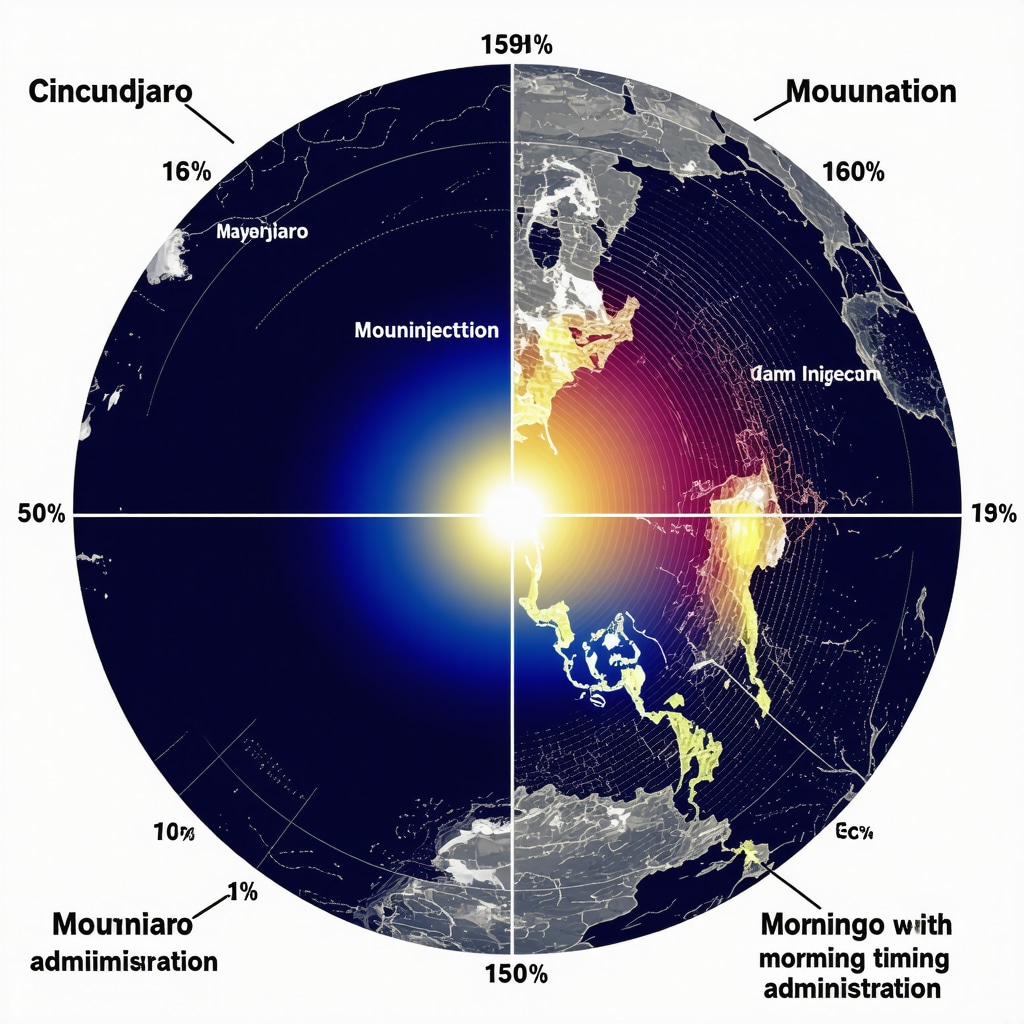 A diagram showing hormone fluctuations throughout the day and the recommended morning injection time for Mounjaro.