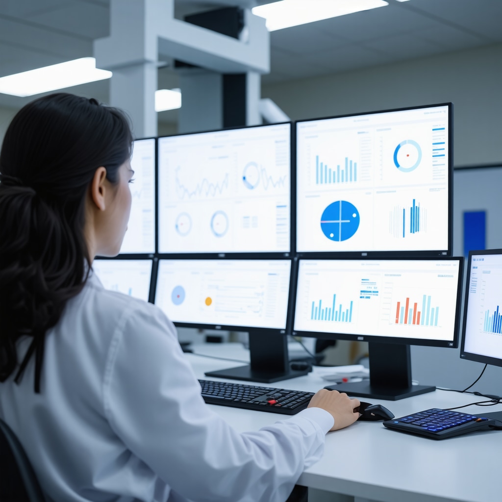 Healthcare professional analyzing genomic data and digital health metrics to optimize tirzepatide dosing