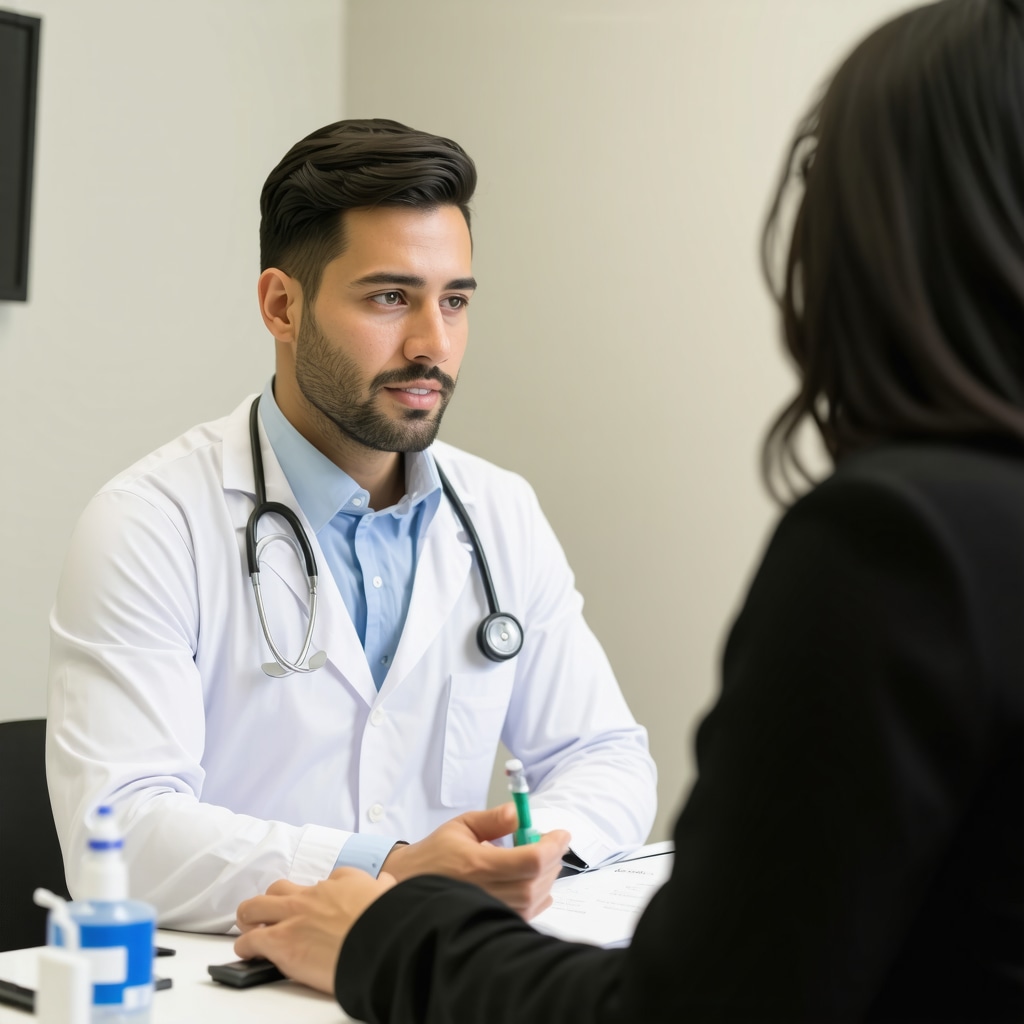 Physician discussing tirzepatide treatment with patient in a New Jersey clinic using digital health tools