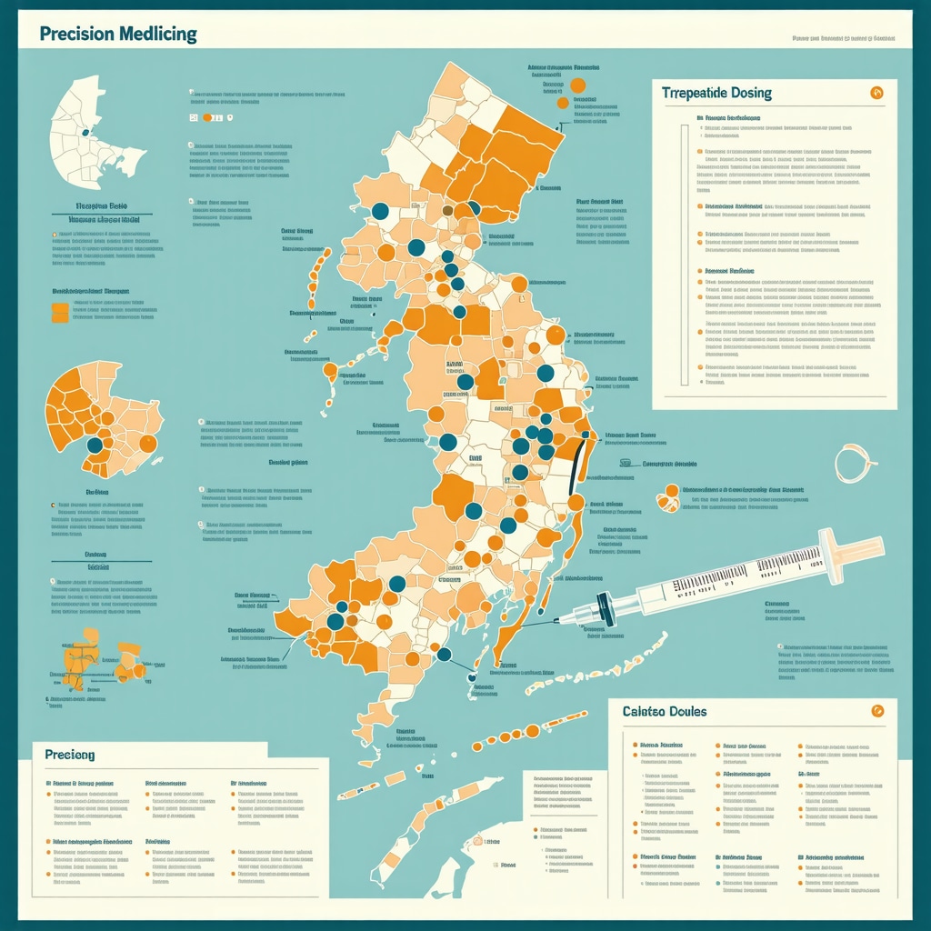 Infographic depicting personalized Tirzepatide dosing based on metabolic and genetic profiles in NJ clinics