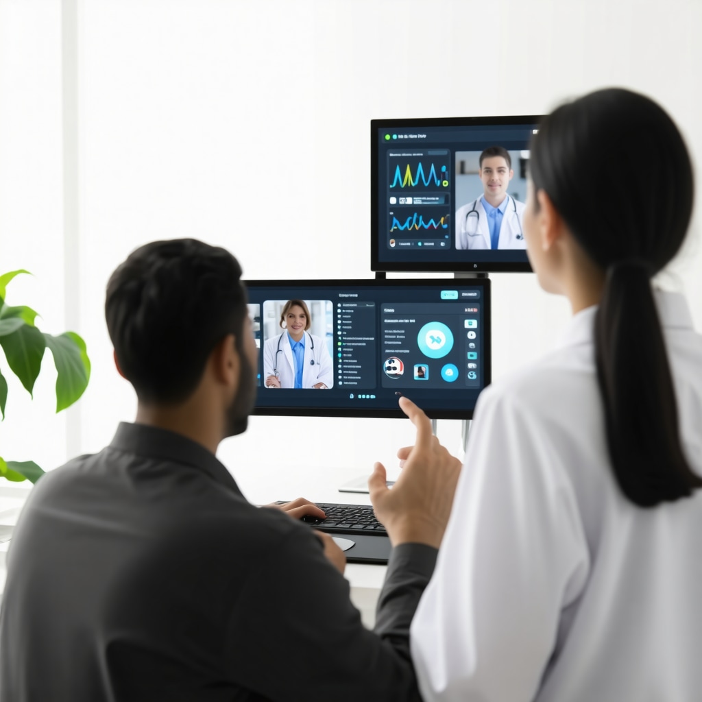 Patient consulting with healthcare provider via telemedicine for Tirzepatide therapy with digital health data displayed