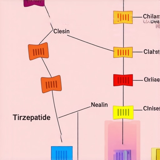 Biochemical Pathways of Tirzepatide in Weight Management Diagram illustrating how tirzepatide influences gut hormones and insulin sensitivity for weight loss