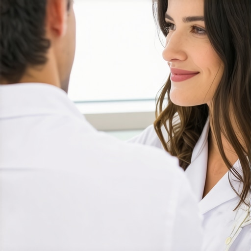 NJ doctor explaining Tirzepatide treatment options to a patient in a clinical setting.