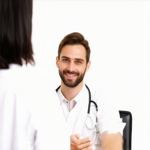 A healthcare professional discussing long-term Tirzepatide safety with a patient in an NJ clinic