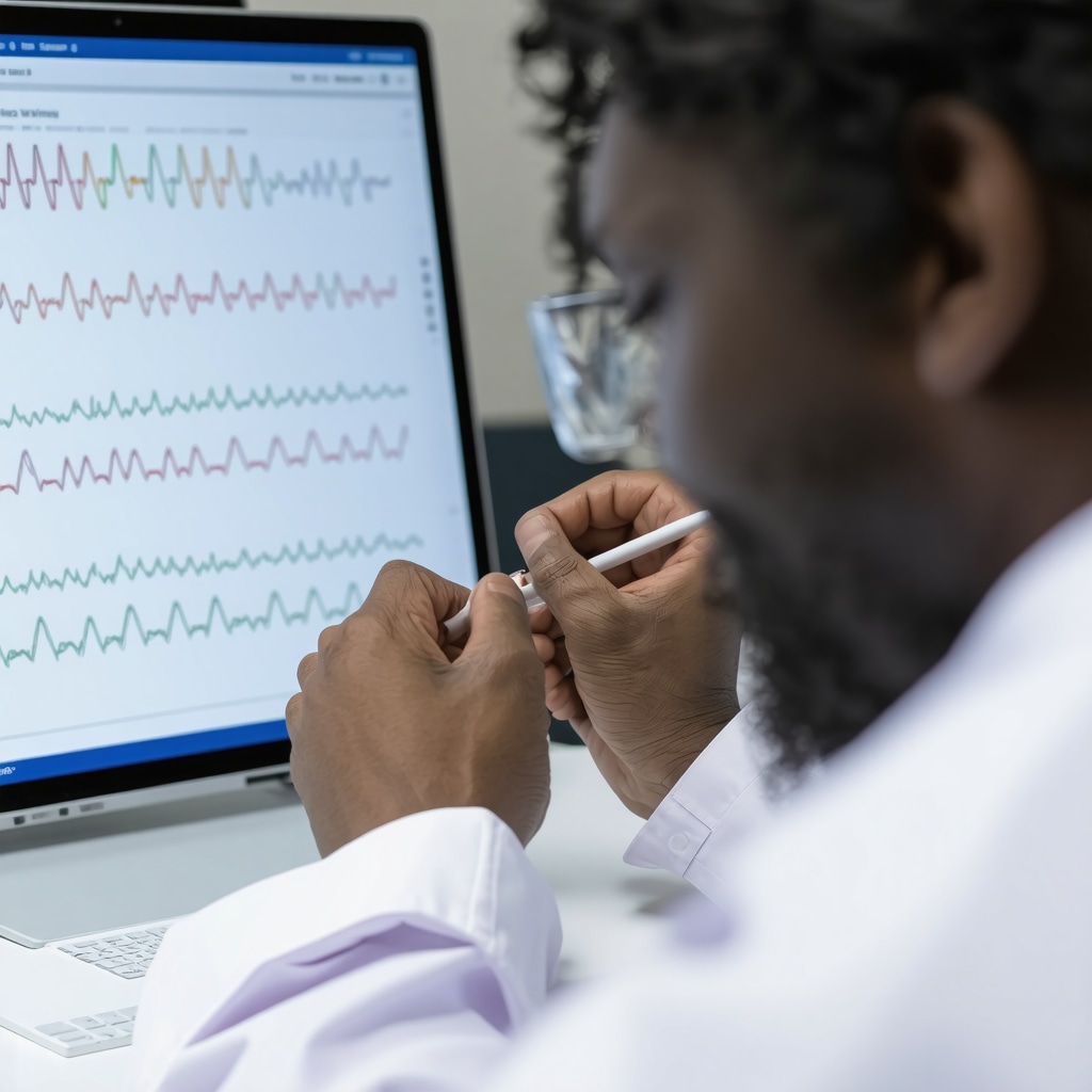Healthcare professional reviewing genetic and biomarker data for tailored Tirzepatide treatment.
