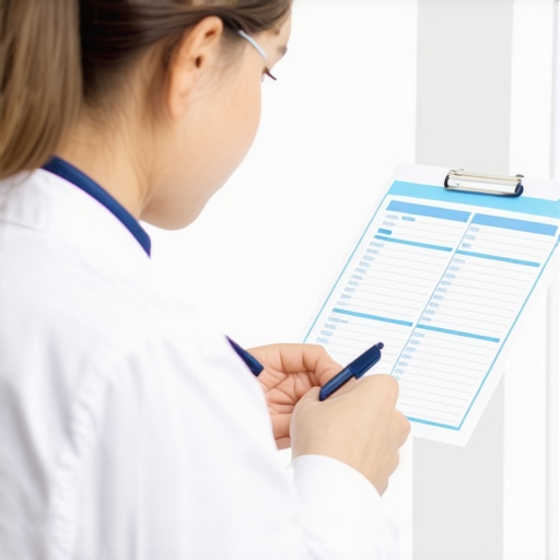 Individual analyzing health data and medication plan for weight management.