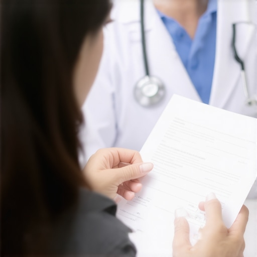 A consultation scene between a patient and doctor discussing Tirzepatide treatment in NJ.