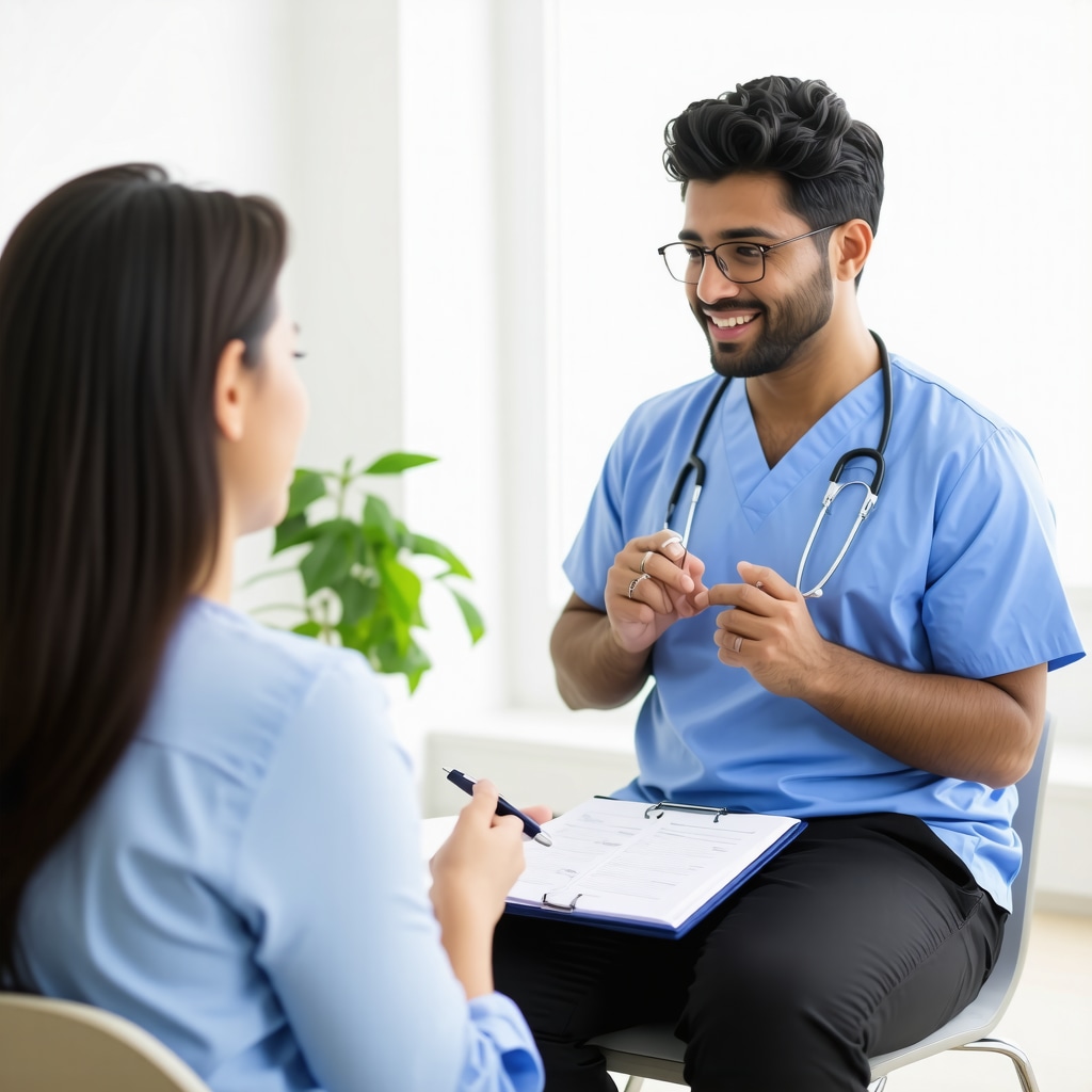Healthcare professional discussing treatment plan with patient