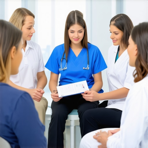 Healthcare professionals discussing a patient's customized Tirzepatide plan with diagnostic data.