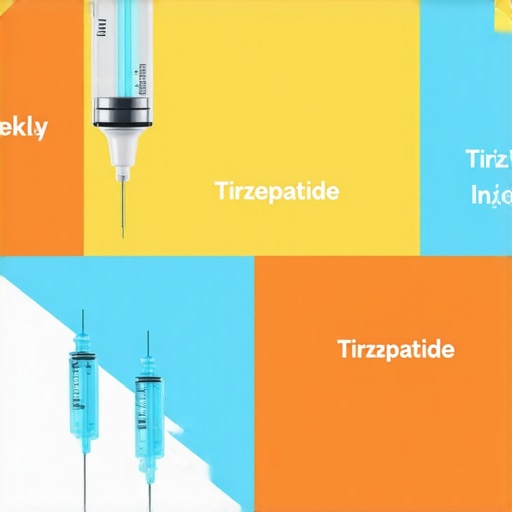 Illustration of weekly Tirzepatide injection routine and patient monitoring process.