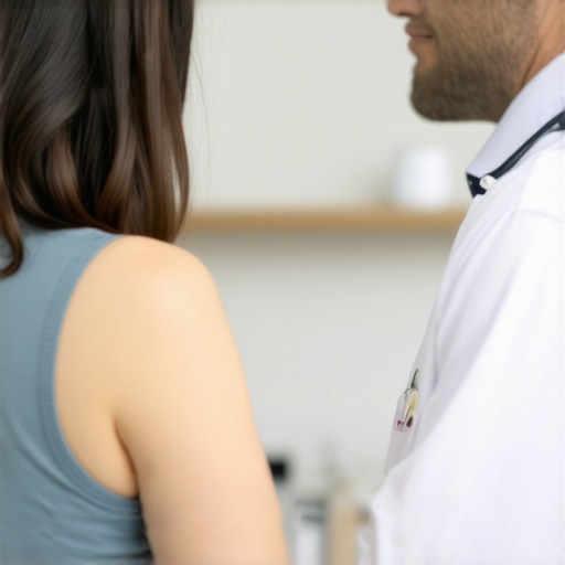NJ Doctor and Patient Discussing Tirzepatide Plan NJ physician consulting with a patient about weight loss treatment with Tirzepatide in a clinic