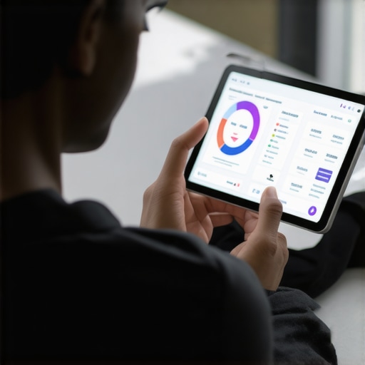 A person analyzing health metrics on a tablet for weight management.