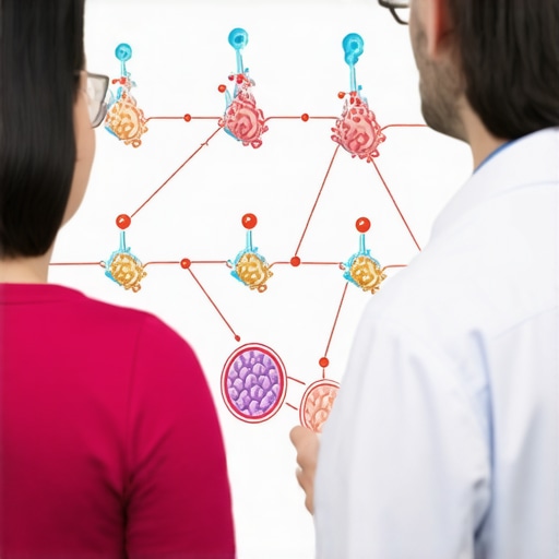 Doctor explaining complex metabolic pathways to a patient in a clinic.