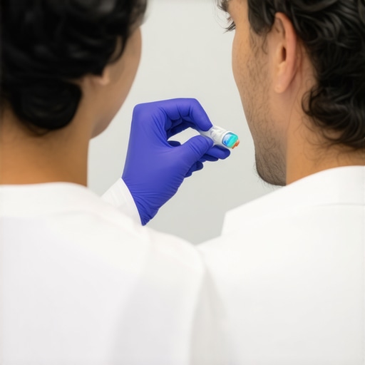 Medical professional teaching a patient how to administer tirzepatide injections in a clinic