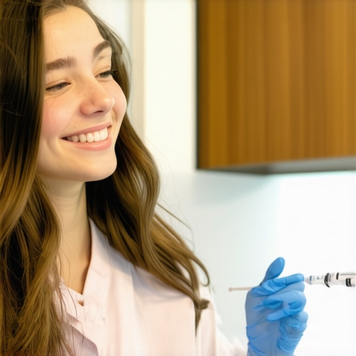 Physician-assisted tirzepatide injection in NJ Nurse administering tirzepatide injection to a woman at a clinic in New Jersey.
