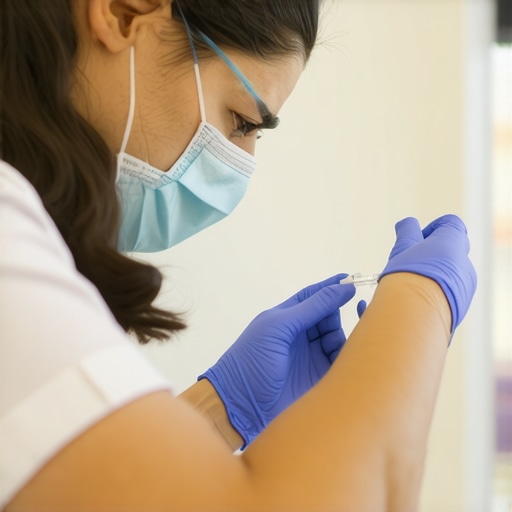 Doctor showing proper Tirzepatide injection method to a patient in New Jersey