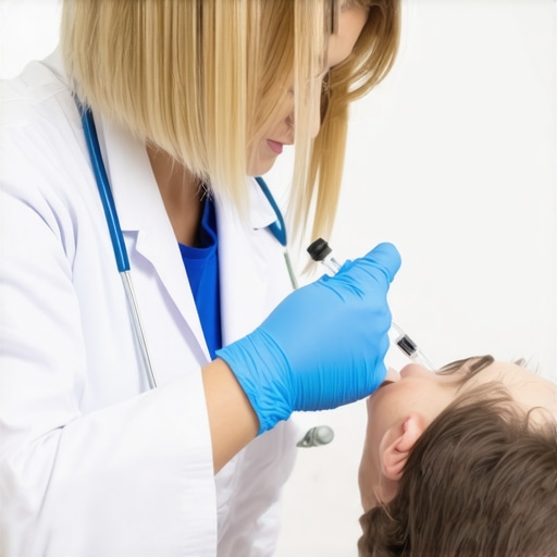 Medical professional teaching proper Tirzepatide injection method in a clinic