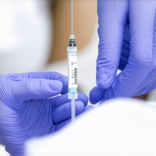 Healthcare professional gives tirzepatide injection to a patient in a clinic.