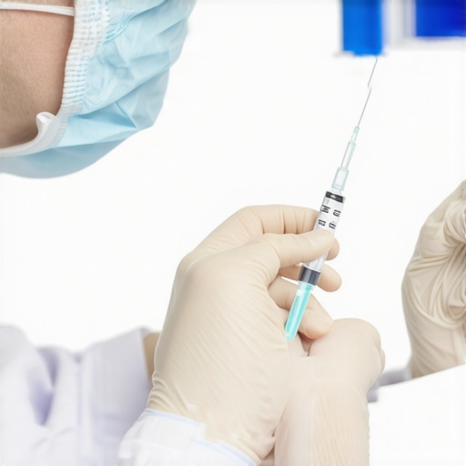 Doctor giving Tirzepatide injection to a patient during a consultation.