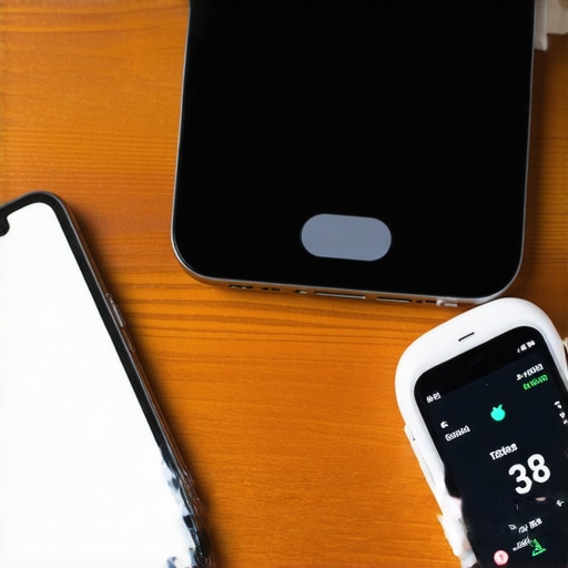 Collection of health tracking devices including body composition monitor, fitness app on smartphone, and glucose monitor on table.