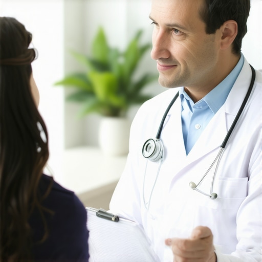 Consultation on Tirzepatide and Hair Care Doctor and patient discussing tirzepatide treatment and hair health in NJ clinic.