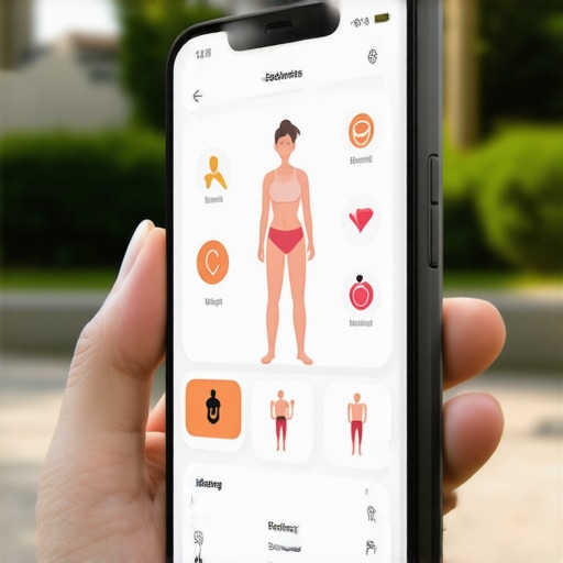 Person monitoring health data using a smartphone app during exercise