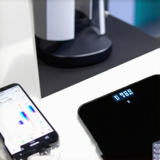 Digital Tools for Fat Loss Maintenance Smartphone and wireless scale used for tracking weight and health metrics during fat loss journey.