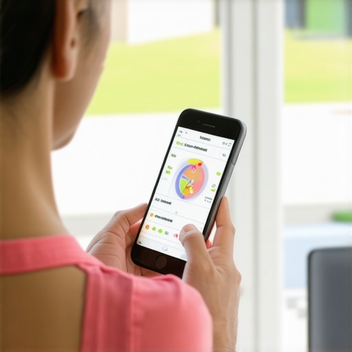 Digital tools aiding weight loss maintenance Person monitoring their health data on a smartphone during their weight loss journey.