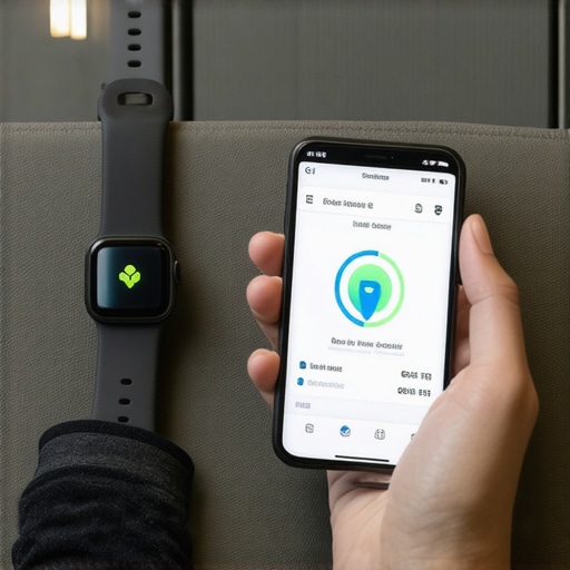 Person monitoring health data on wearable device and smartphone for long-term weight management.