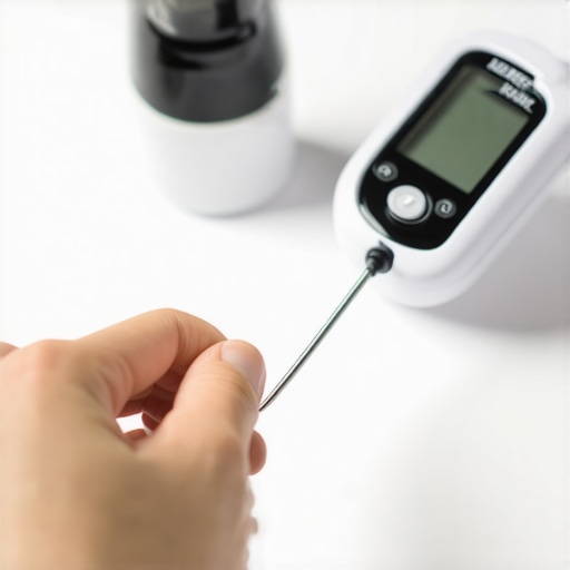Person checking blood sugar levels with a glucometer at home