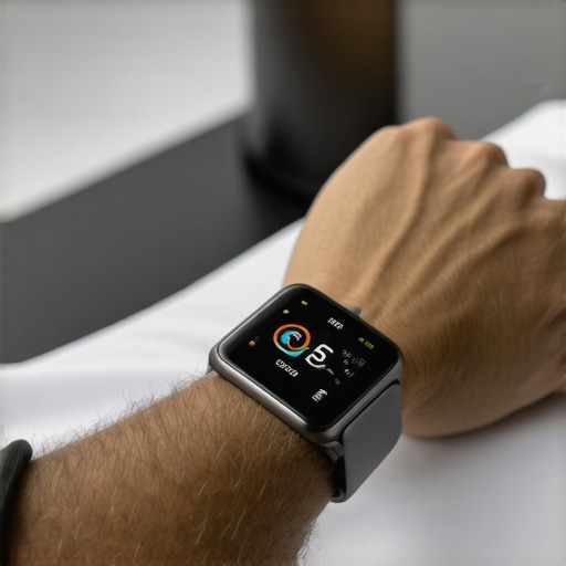 Person analyzing health statistics on a smartwatch for weight loss tracking