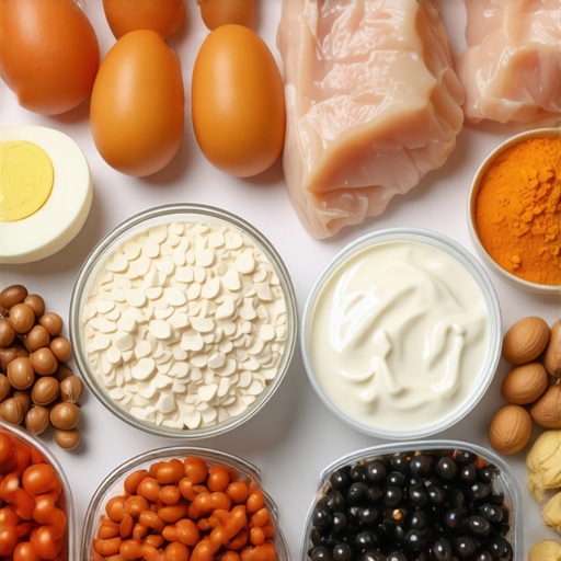 A photo displaying variety of high-protein foods essential for Tirzepatide success.