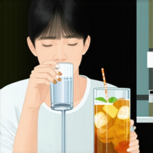 A person drinking water, eating small meals, and taking care of hydration for nausea management