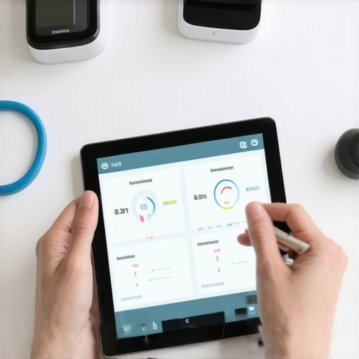 Person using digital tools and devices to track health and medication progress.