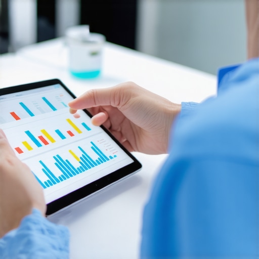 Doctor reviewing patient lab results on tablet during consultation
