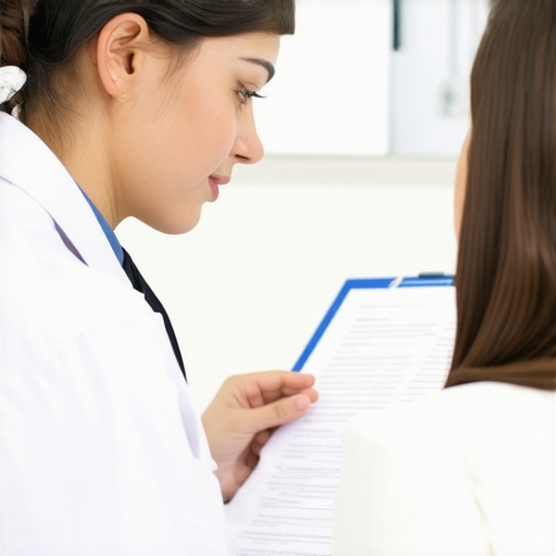 Doctor analyzing lab results with patient during a consultation