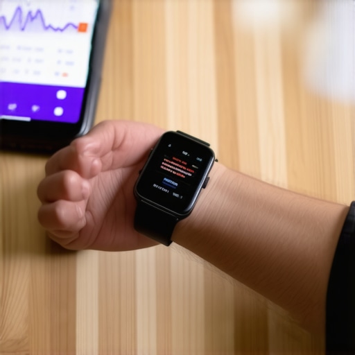 Person checking their health stats on a fitness tracker device.