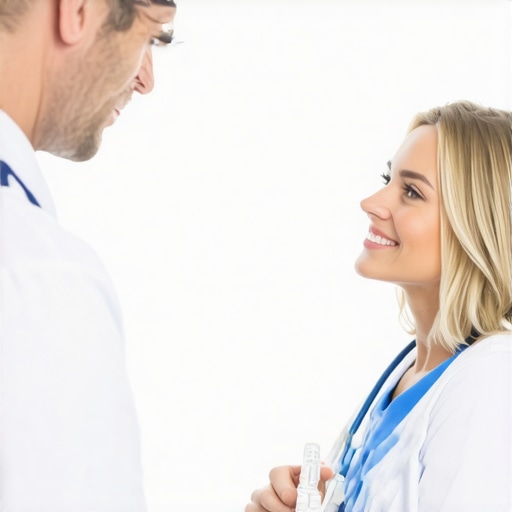 NJ healthcare professional discussing tirzepatide injections with a patient in a clinic setting