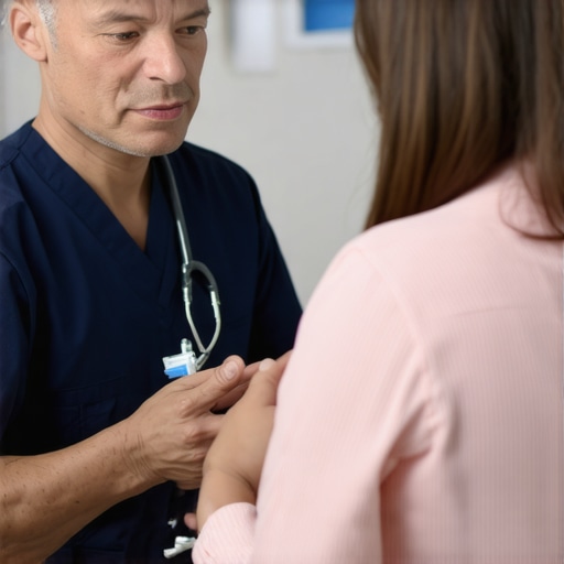 Doctor explaining tirzepatide injection plan to a patient during a clinic visit.