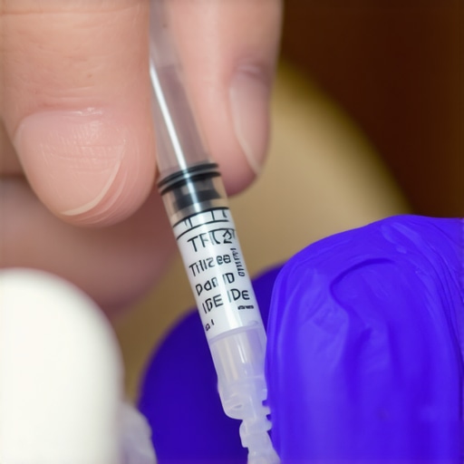 Healthcare practitioner preparing a tirzepatide injection with sterile technique.