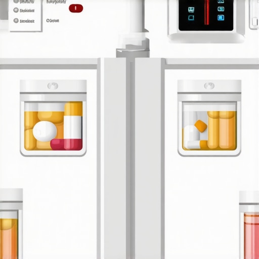 A clean, organized refrigerator with labeled sections and a visible thermometer indicating optimal storage temperature.