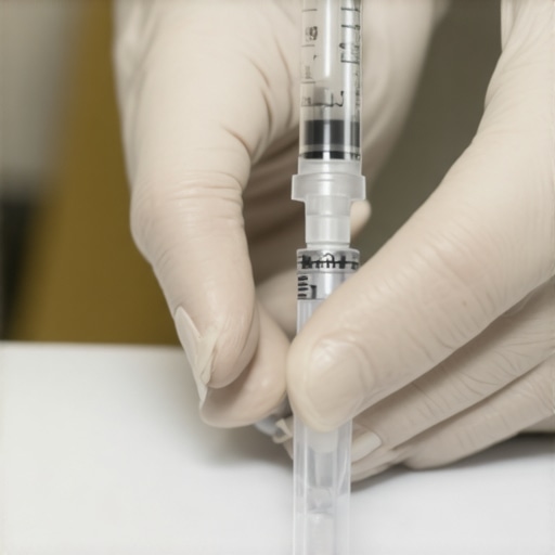 Healthcare professional demonstrating tirzepatide injection to a patient