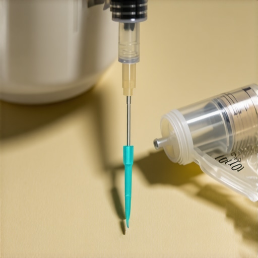 Person preparing to inject tirzepatide with syringe in a medical clinic setting.