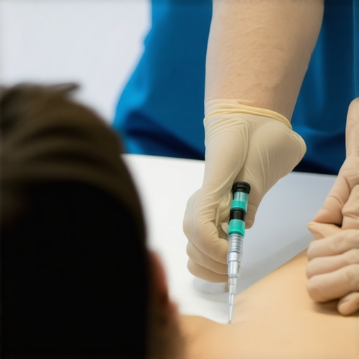 Doctor teaching correct tirzepatide injection technique to patient